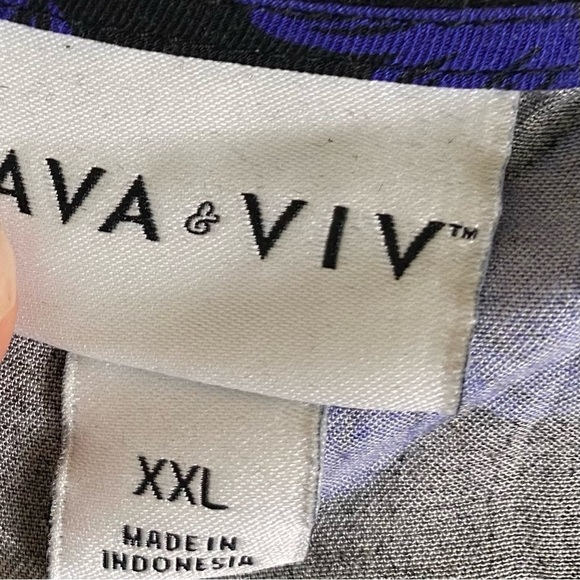 Ava & Viv Floral Black  and Purple Short Sleeve
Flowy Dress Sz XXL - Picture 7 of 8